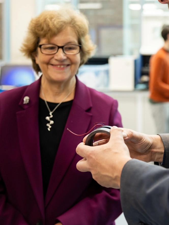 Dame Ann Dowling Smiling Wearing Glasses During Visit