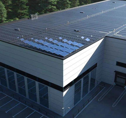 Solar Panels On Grey Building