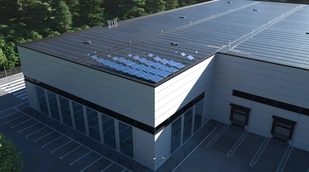 Solar Panels On Grey Building